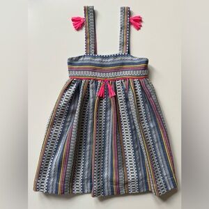 Lindsey Berns Girls Striped Multicolor Woven Textile Dress - Size 6